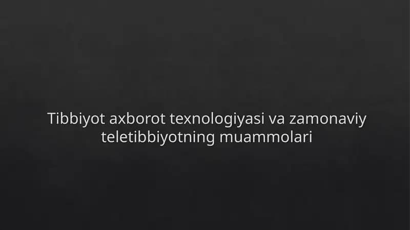 Tibbiyot axborot texnologiyasi