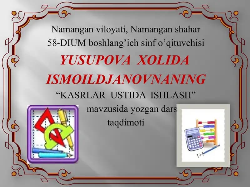 DARSNING OLTIN QOIDALARI
