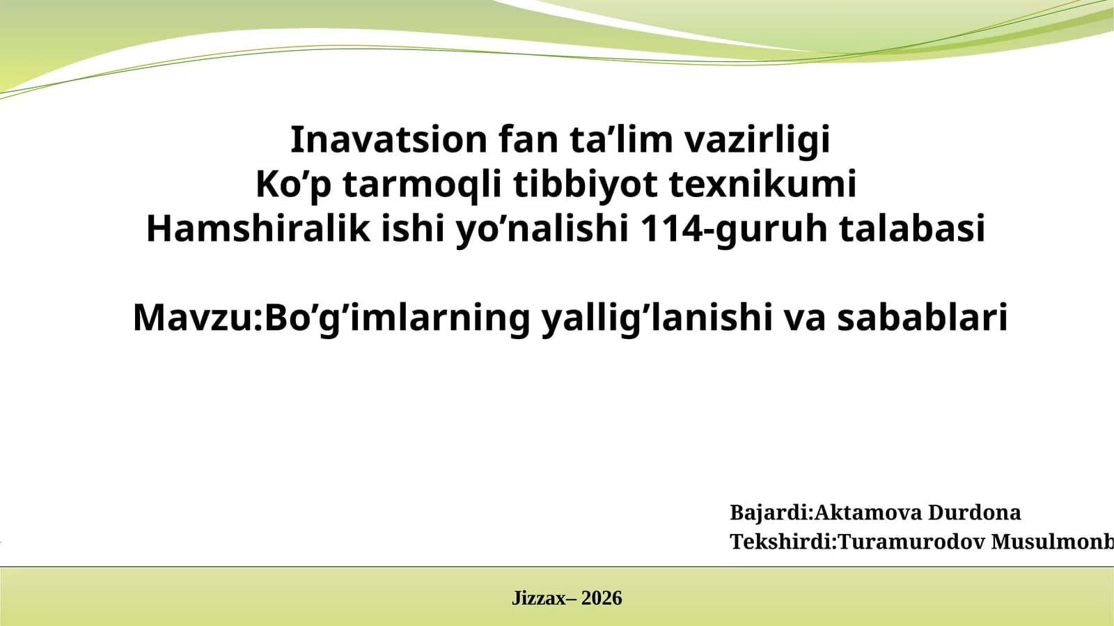 Bo’g’imlarning yallig’lanishi va sabablari