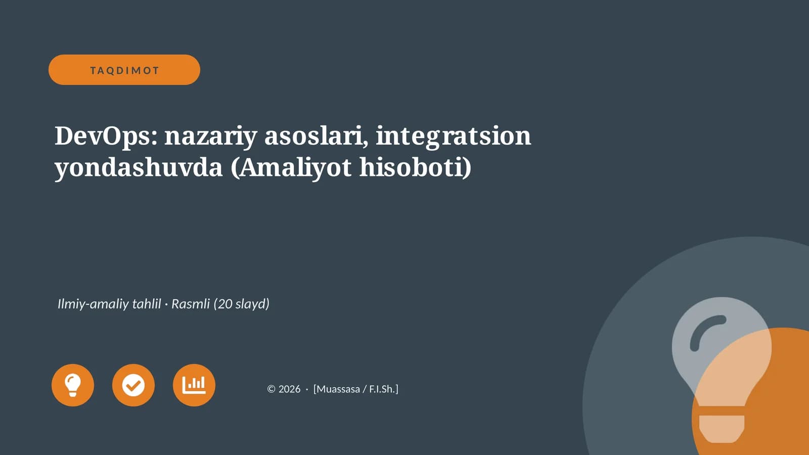 DevOps: nazariy asoslari, integratsion yondashuvda (Amaliyot hisoboti)