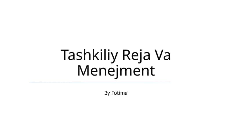 Tashkiliy Reja Va Menejment