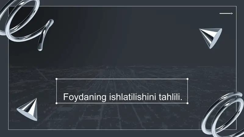 Foydaning ishlatilishini tahlili