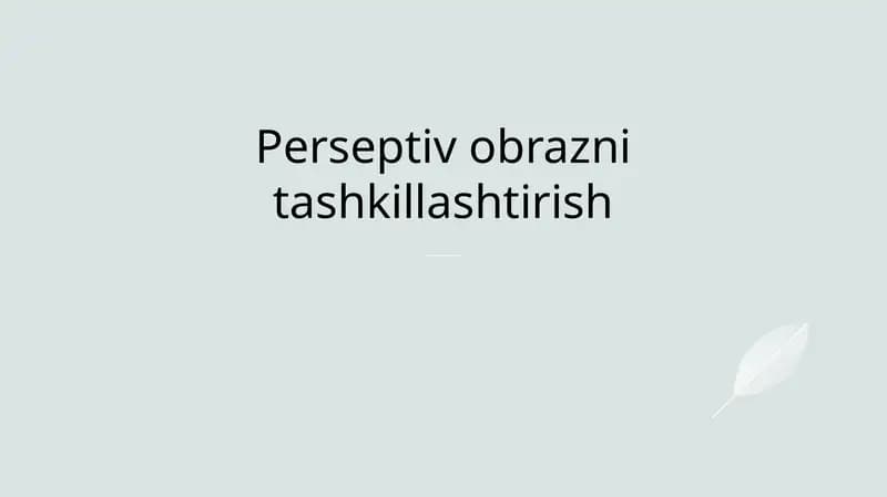 Perspektivning Tashkillashtirilishi