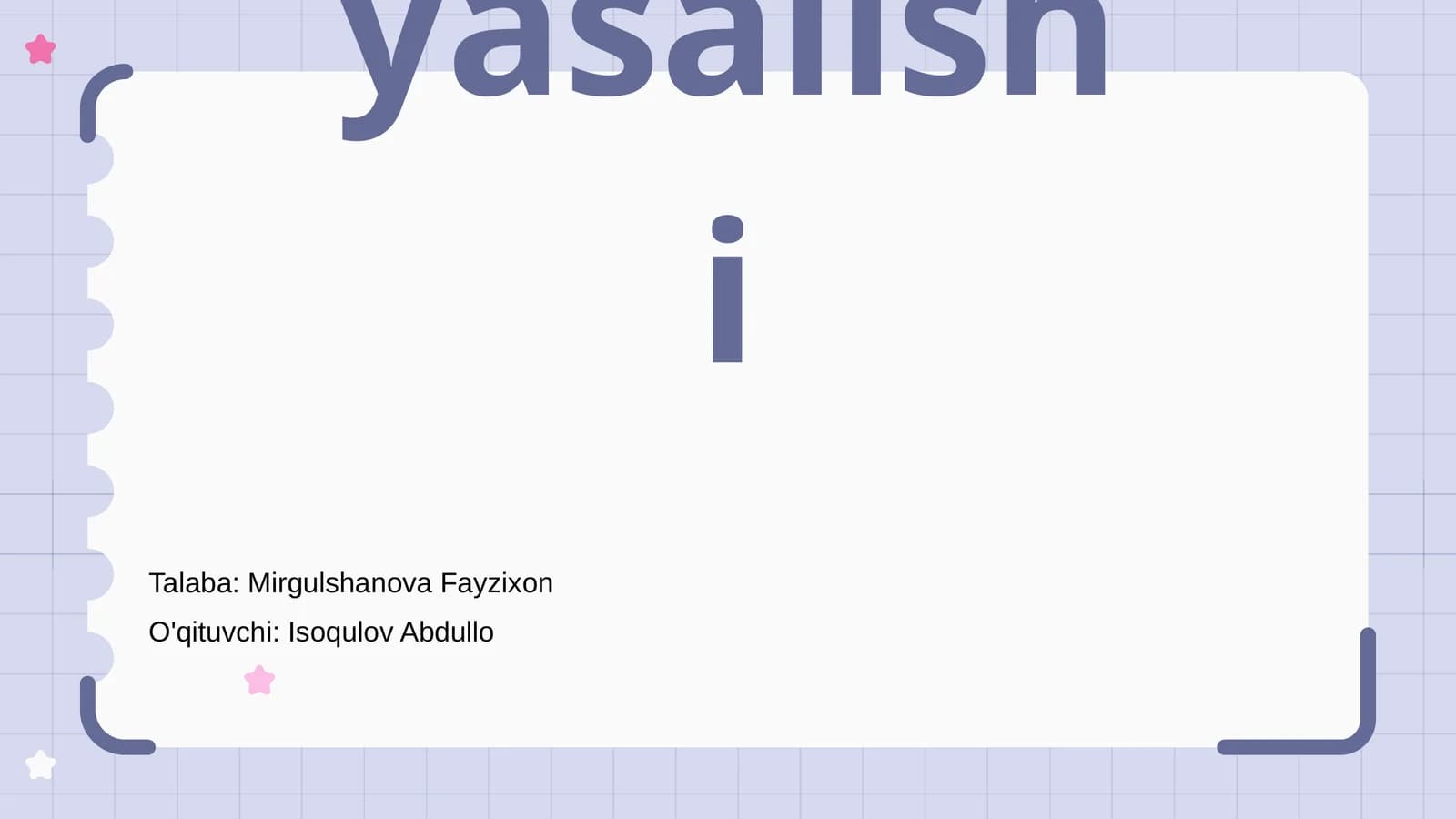 Sifatlarning yasalishi
