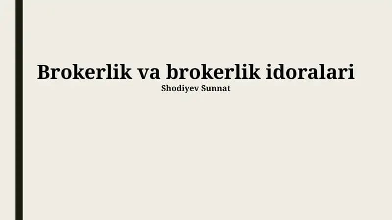 Brokerlik va brokerlik idoralari