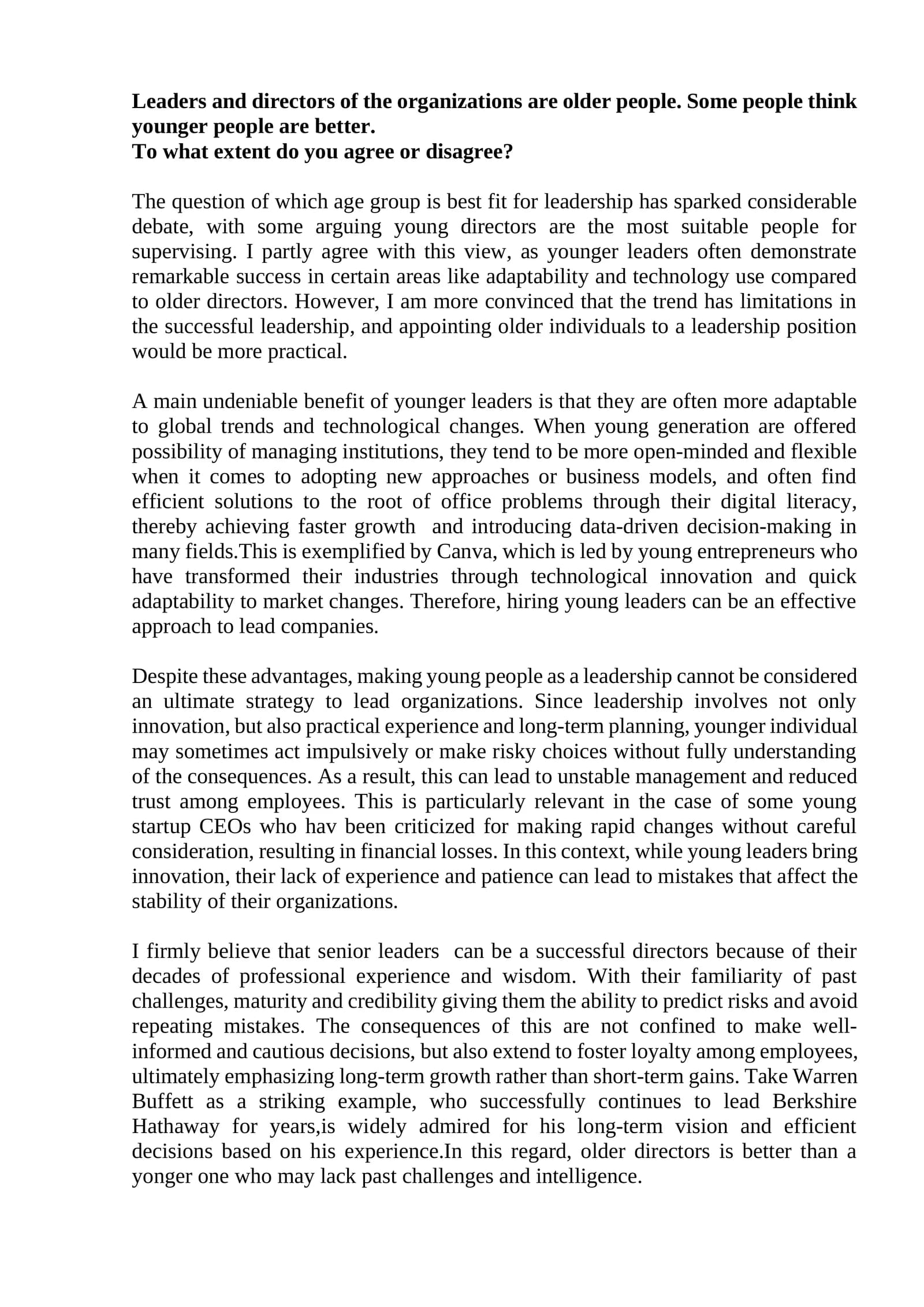 Young Leaders in Organizations