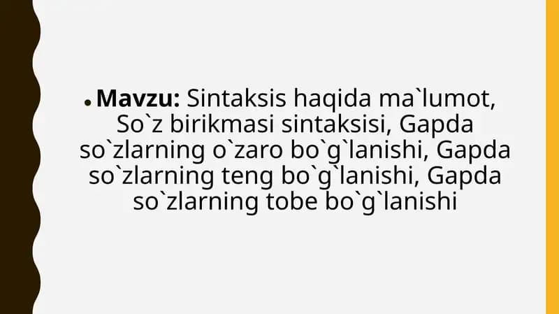 Sintaksis haqida ma`lumot