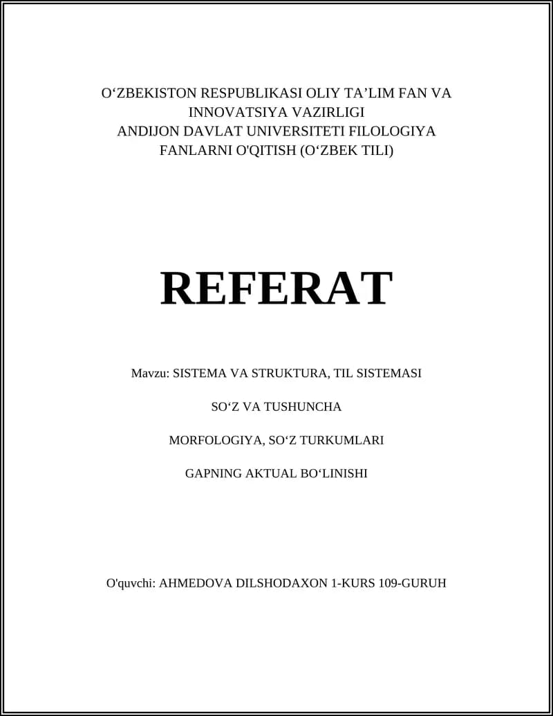 Til tizimi va struktura nazariyasi