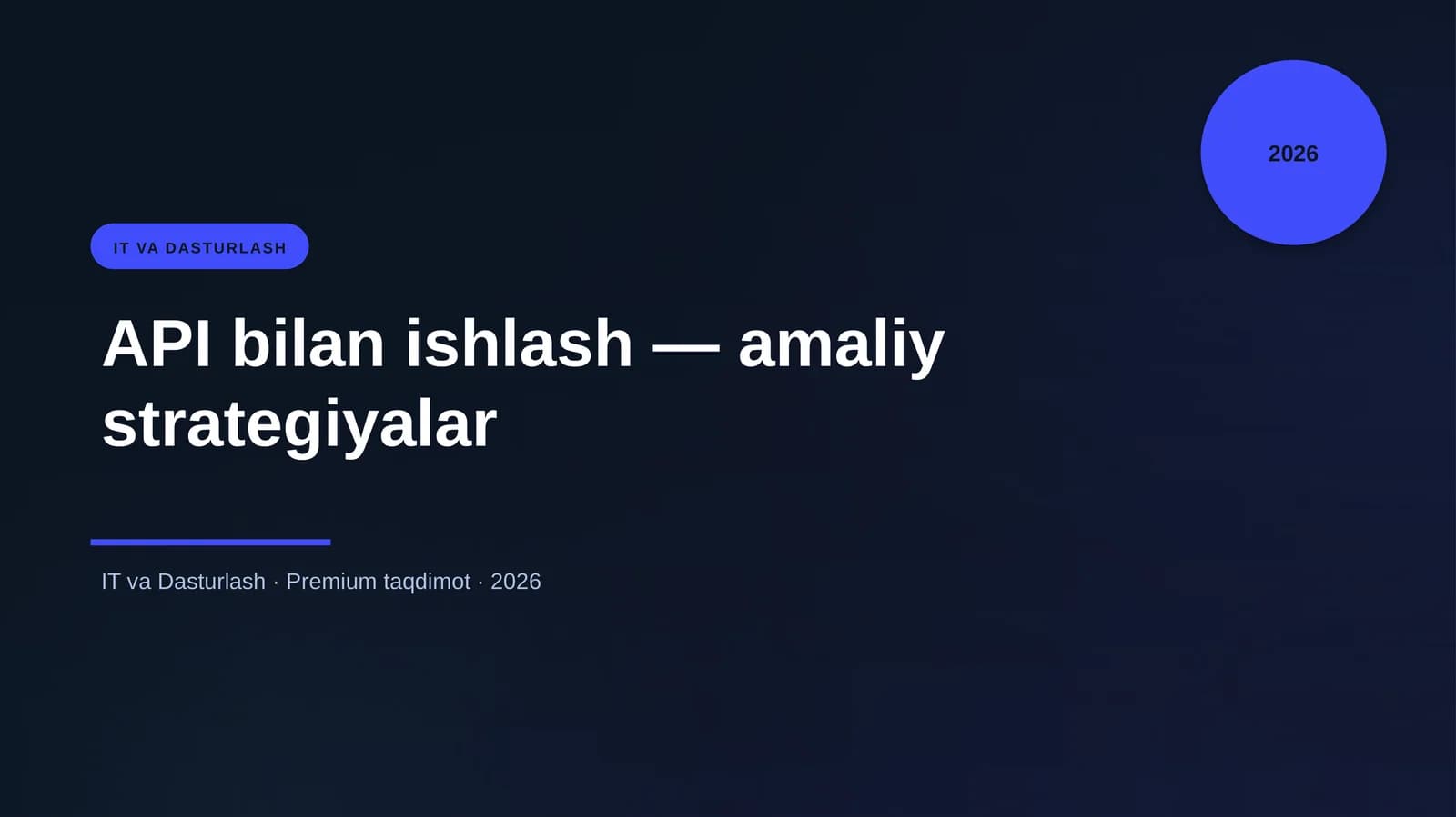 API bilan ishlash — amaliy strategiyalar