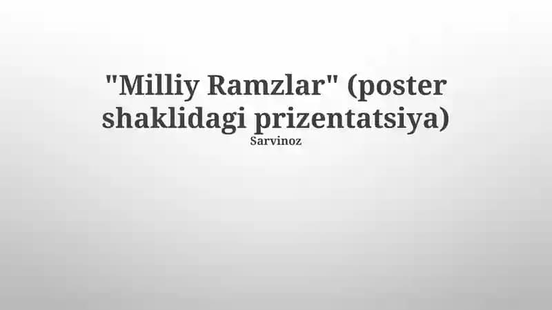 Milliy Ramzlar (National Symbols) Presentation Poster
