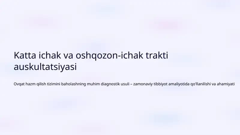 Ovqat hazm qilish tizimini baholash
