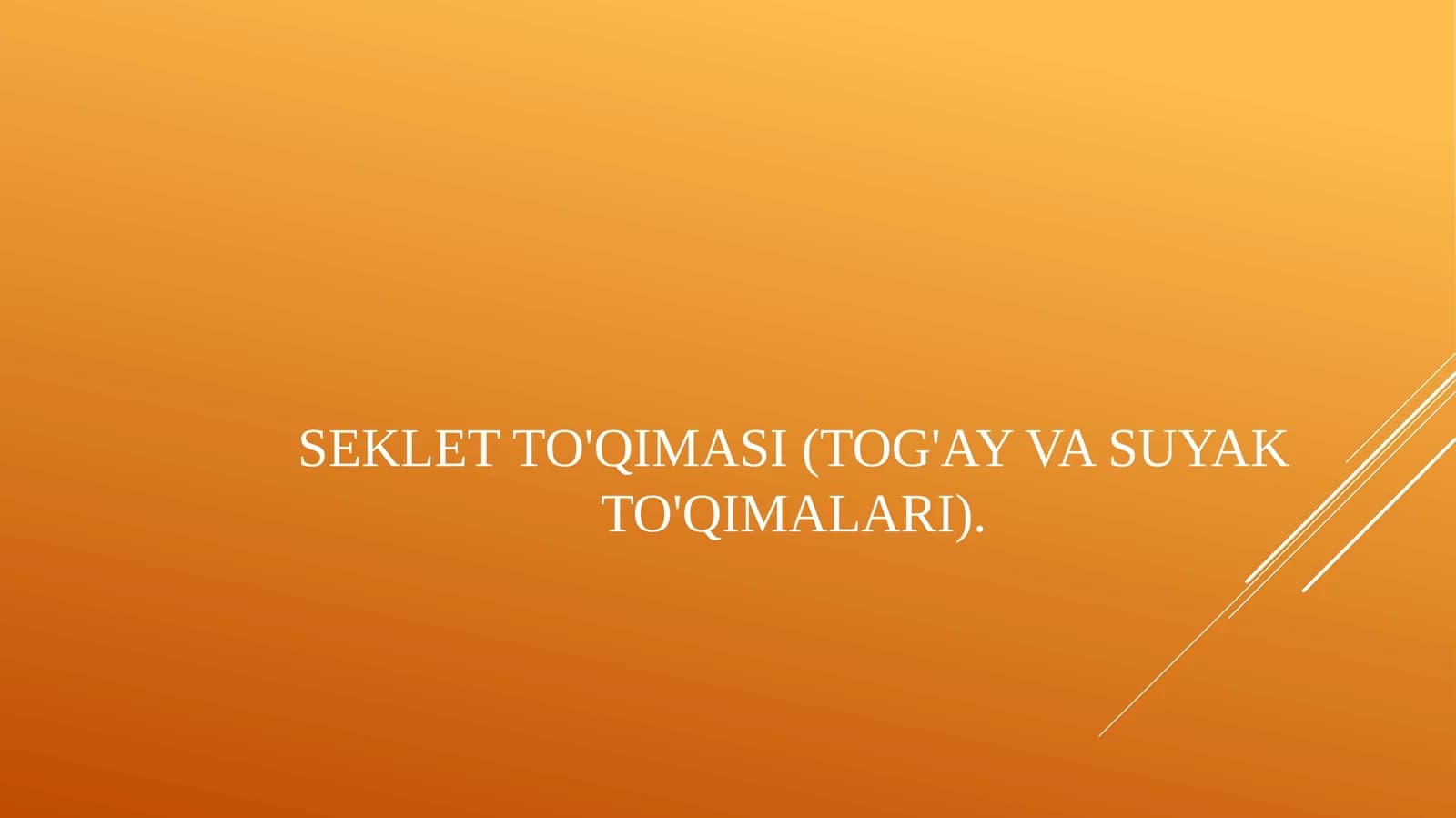 Seklet to'qimasi (tog'ay va suyak to'qimalari).