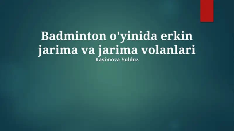 Badminton o'yinida erkin jarima va jarima volanlari