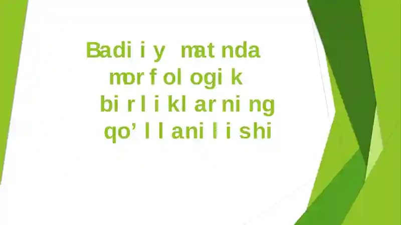 Badiiy matnda morfologik birliklarning qo’llanilishi