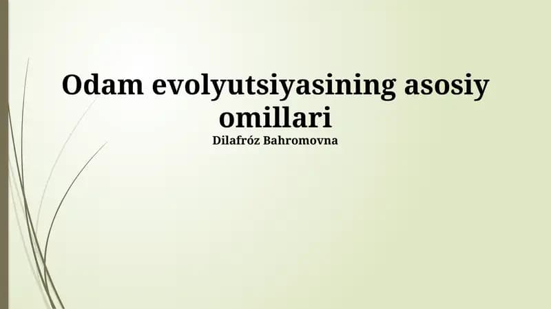 Odamlarning Oziq-Ovqat Manbalarining O'zgarishi