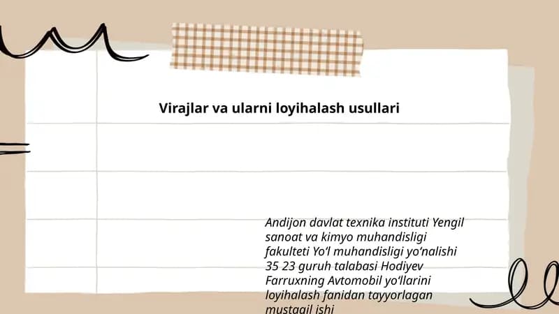Virajlar va ularni loyihalash usullari