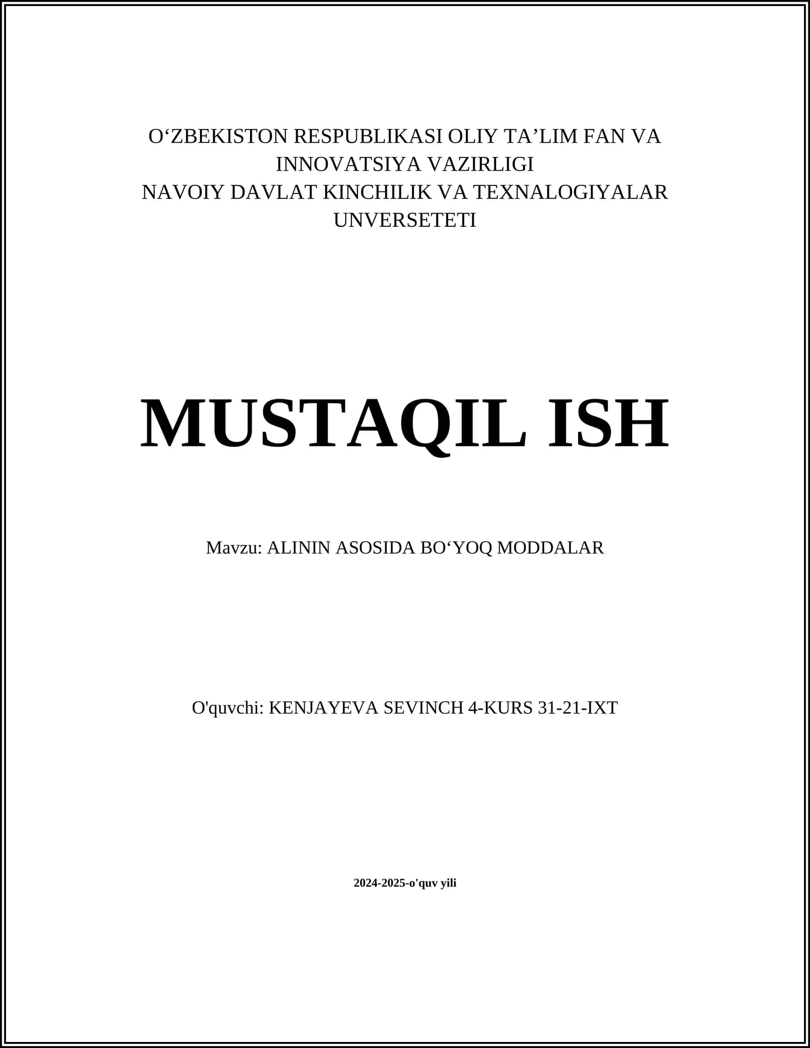 ALININ ASOSIDA BOʻYOQ MODDALAR