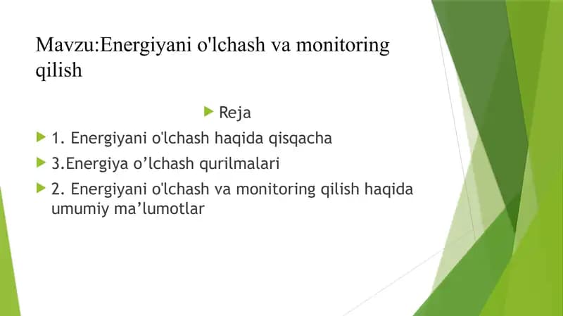 Energiyanio'lchashva monitoringqilish