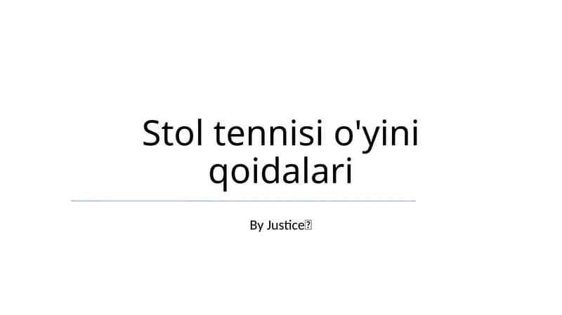 Stol tennisi o'yini qoidalari