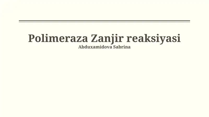 Polimeraza Zanjir reaksiyasi