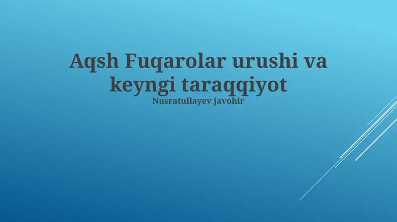 Aqsh Fuqarolar urushi va keyngi taraqqiyot