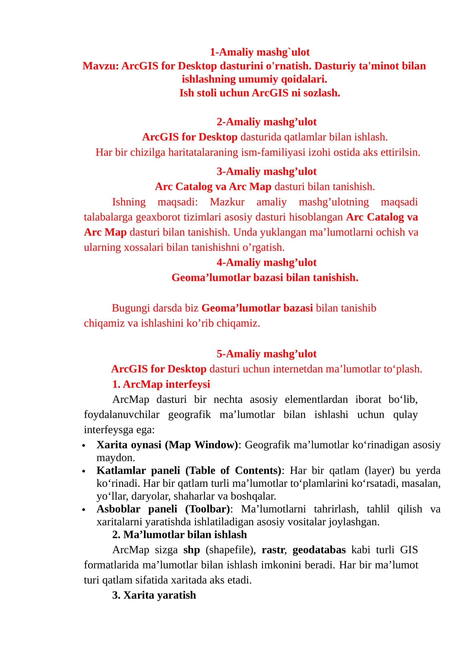 ArcGIS for Desktop dasturini o'rnatish