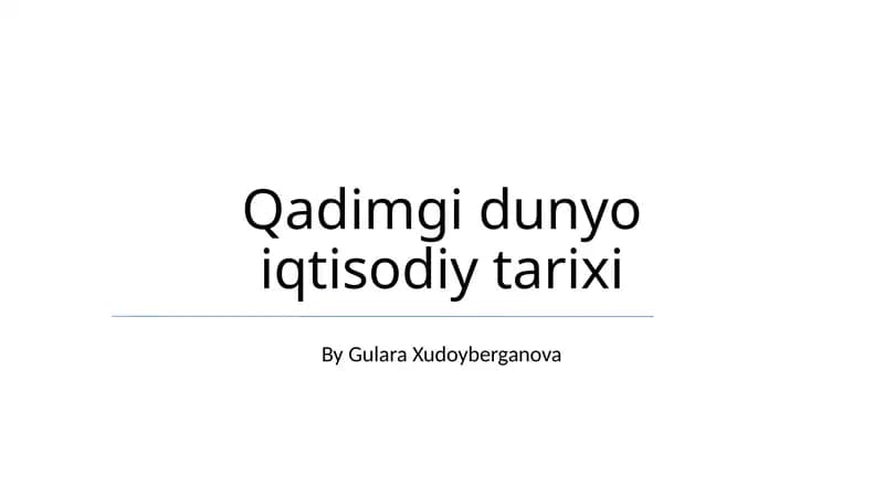 Qadimgi dunyo iqtisodiy tarixi