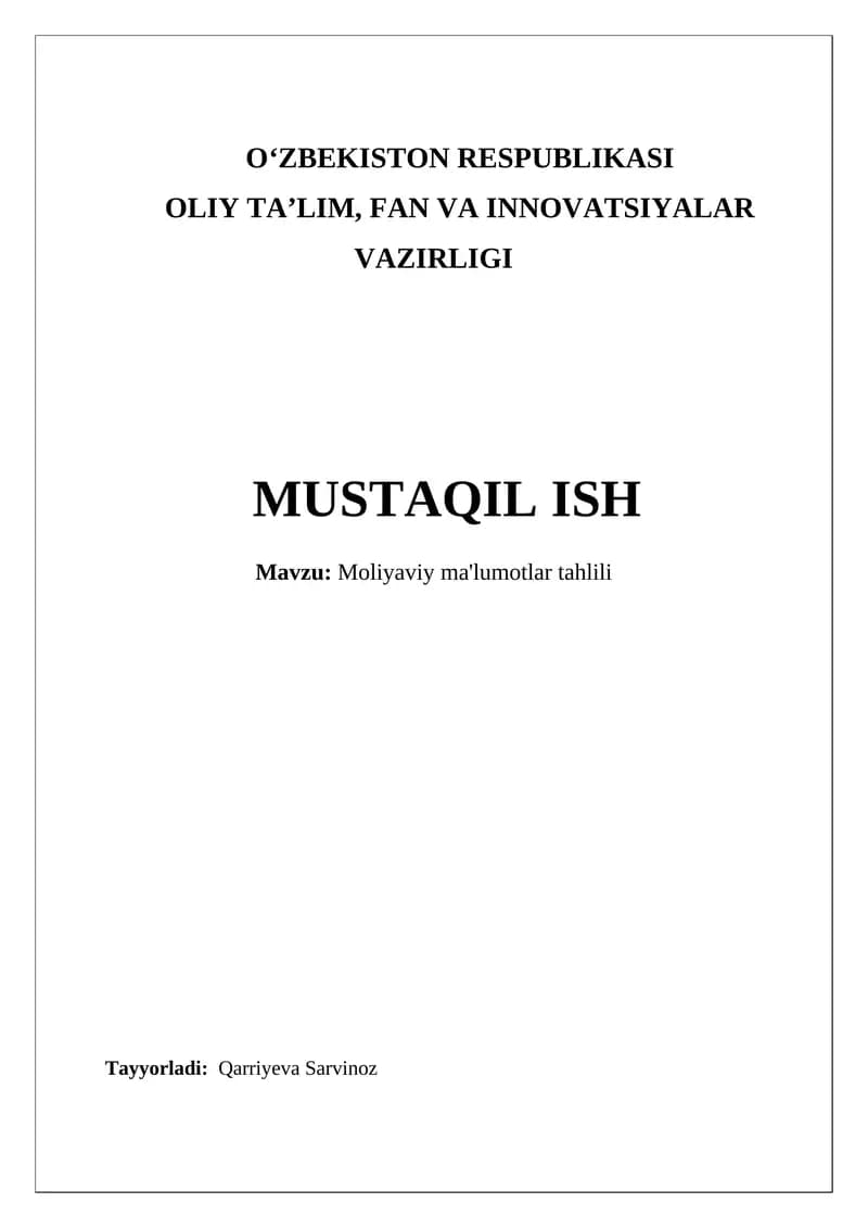 Moliyaviy ma'lumotlar tahlili