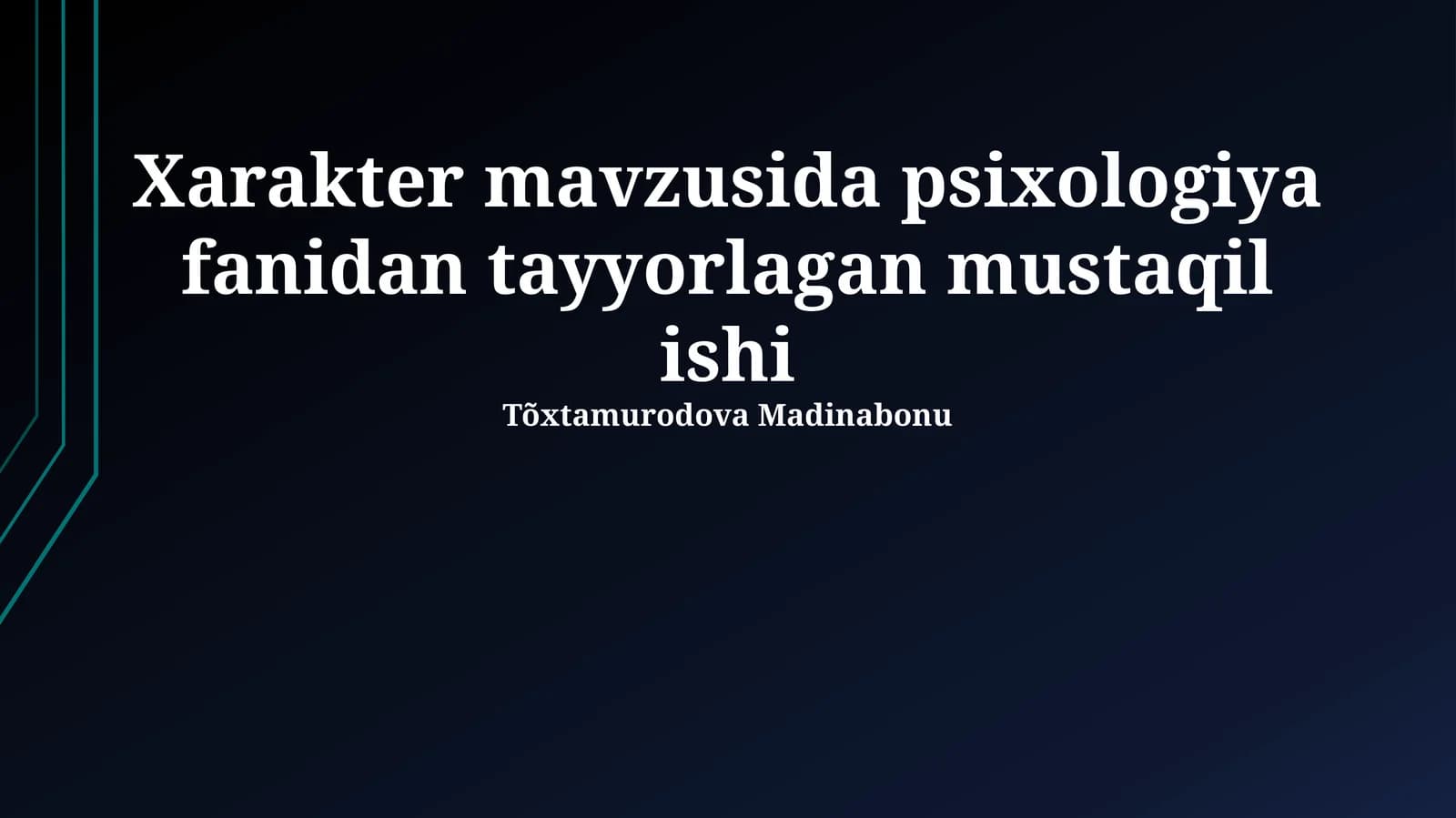 Xarakter Tiplari va Ularning Xususiyatlari