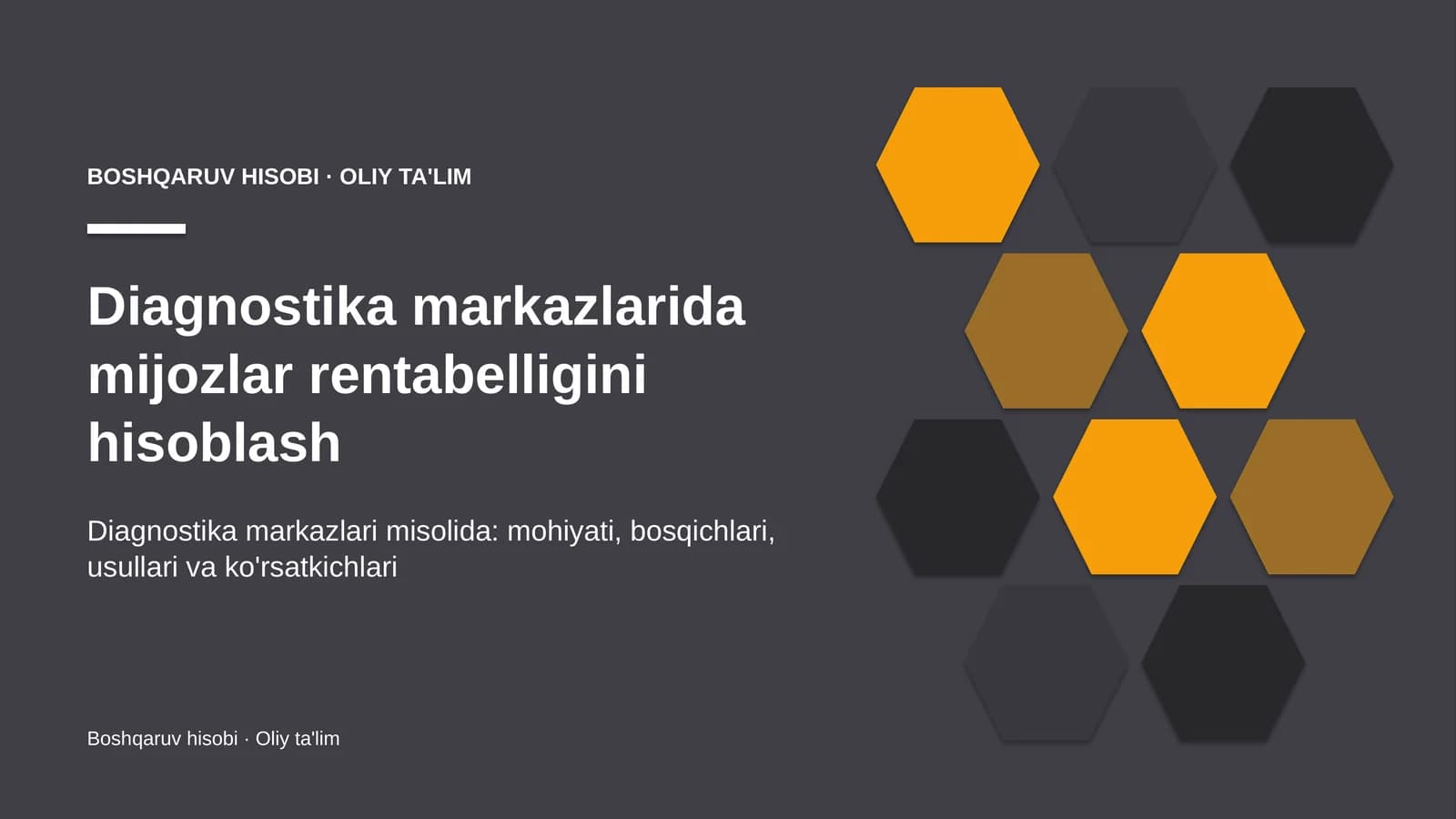 Diagnostika markazlarida mijozlar rentabelligini hisoblash
