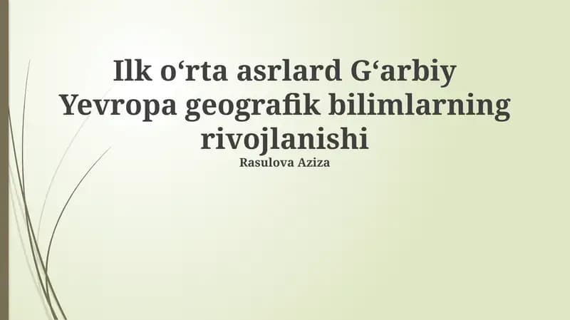 G‘arbiy Yevropa geografik bilimlarning rivojlanishi