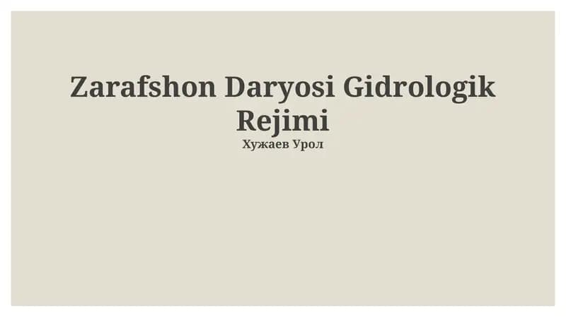 Zarafshon Daryosi Gidrologik Rejimi