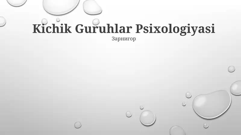 Kichik Guruhlar Psixologiyasi