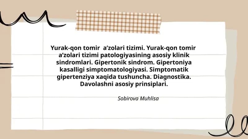 Yurak-qon tomir a’zolari tizimi