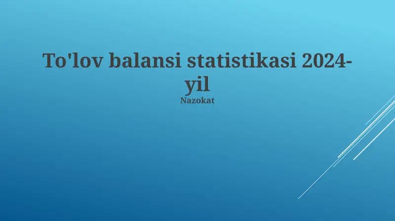 To'lov Balansi Statistikasi 2024-yil