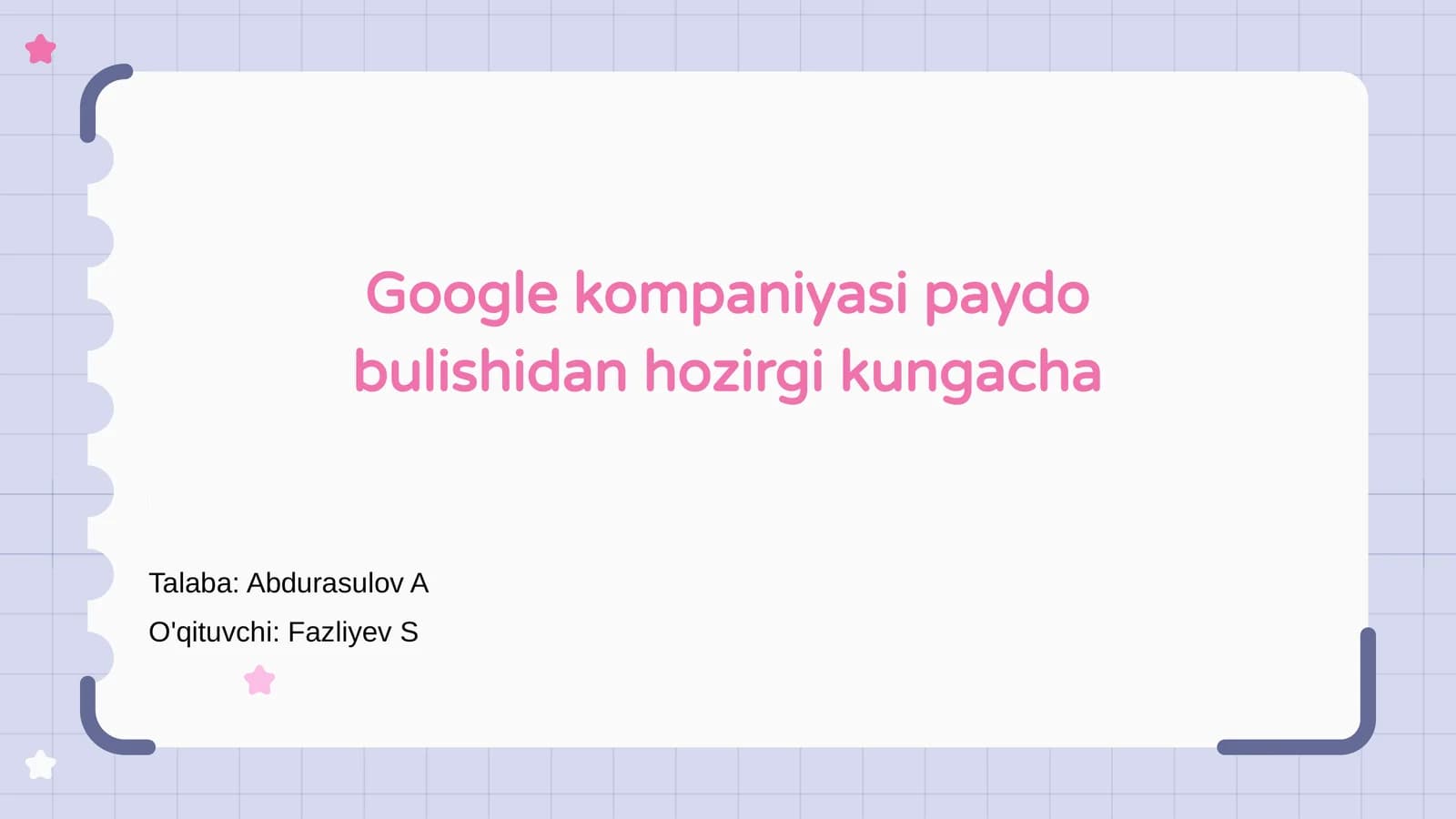 Google kompaniyasi paydo bulishidan hozirgi kungacha