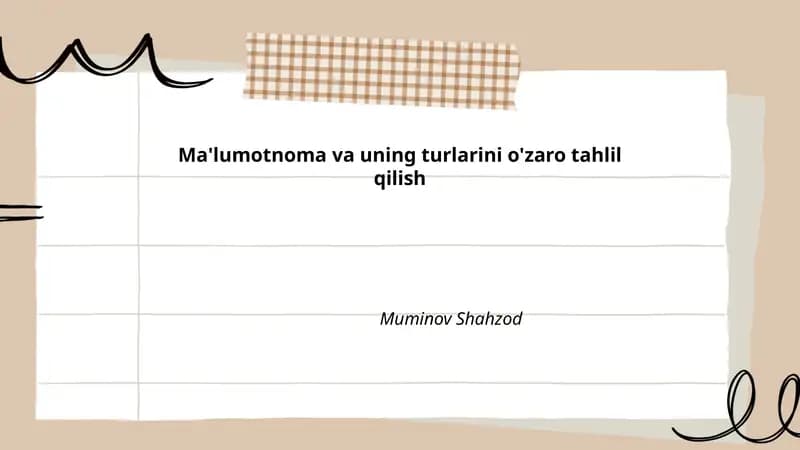 Ma'lumotnoma va uning turlarini o'zaro tahlil qilish