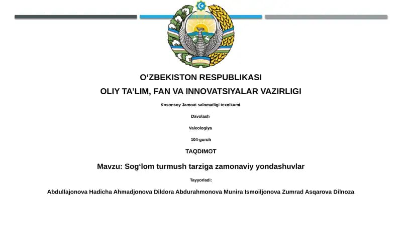 Sogʻlom turmush tarziga zamonaviy yondashuvlar