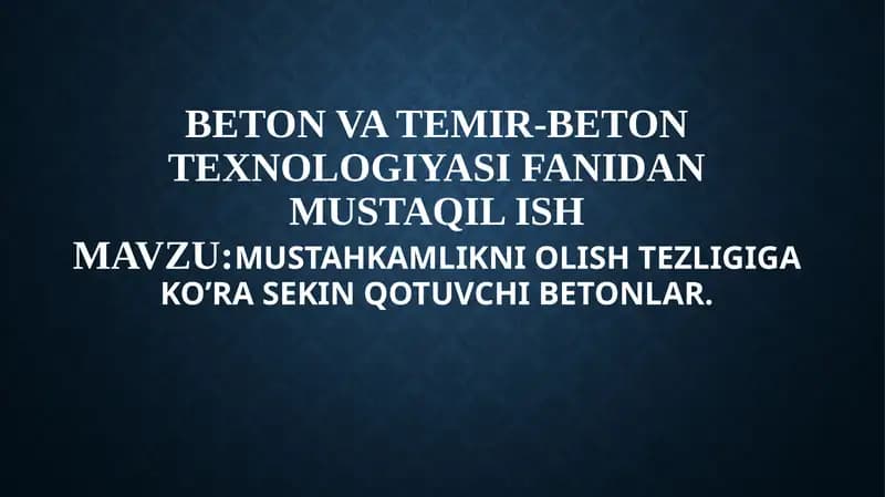 Sekin Qotuvchi Betonlar