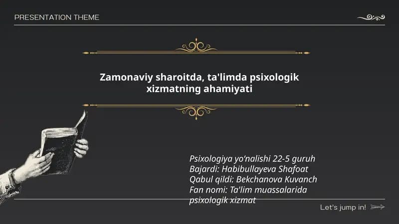 Ta'lim muassalarida psixologik xizmat