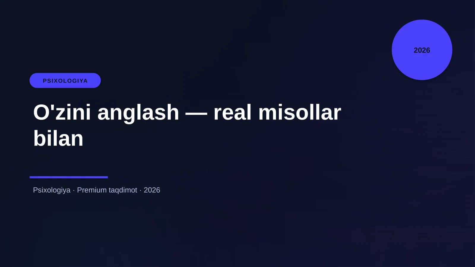 O'zini anglash — real misollar bilan