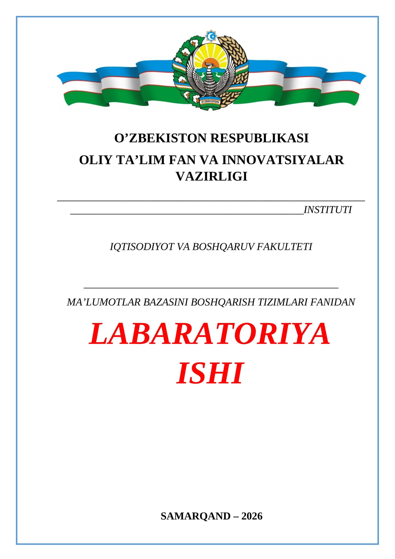 SQL tilida jadvallar yaratish, o'zgartirish va ochirish