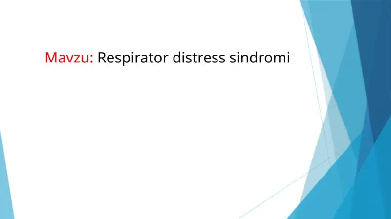 Respirator distress sindromi