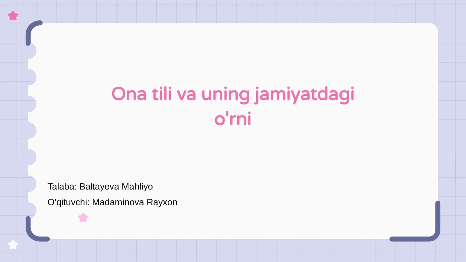 Ona tili va uning jamiyatdagi o'rni