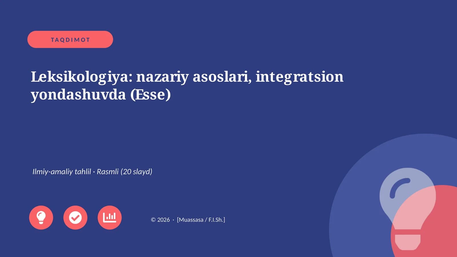 Leksikologiya: nazariy asoslari, integratsion yondashuvda (Esse)