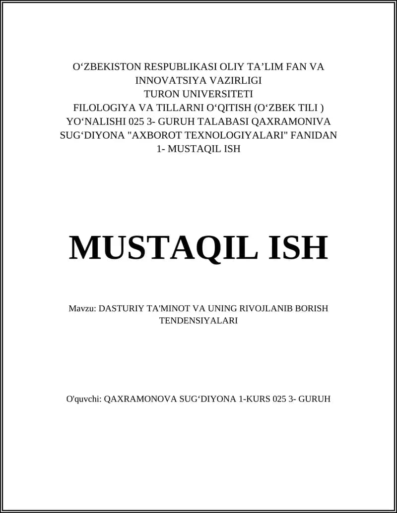 Dasturiy ta'minotning rivojlanishi