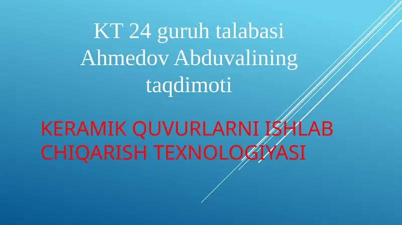 keramik quvurlarni ishlab chiqarish texnologiyasi