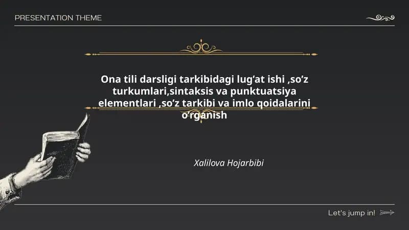 Ona Tili Darsligi Tarkibidagi Lug’at Ishi