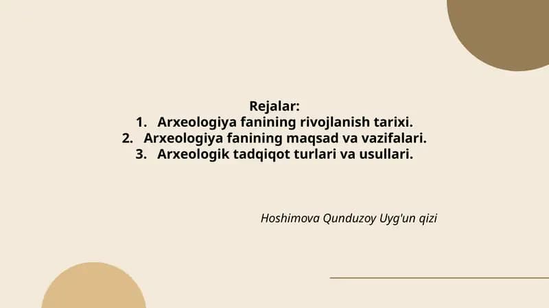Arxeologiya fanining rivojlanish tarixi