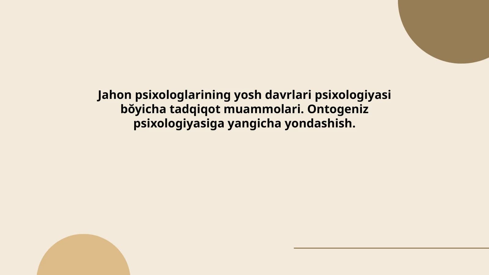 Yosh davrlarining Psixologiyasi